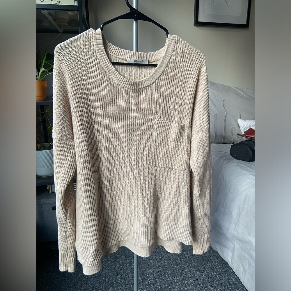 Madewell cream sweater with pocket